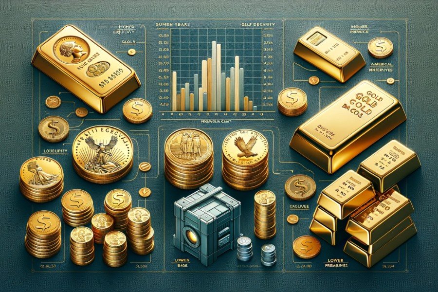 Goldmünzen und Goldbarren